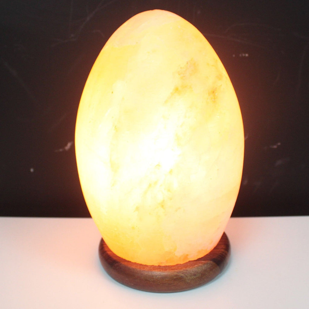 Lampă de Sare in formă de ou - Wooden Base