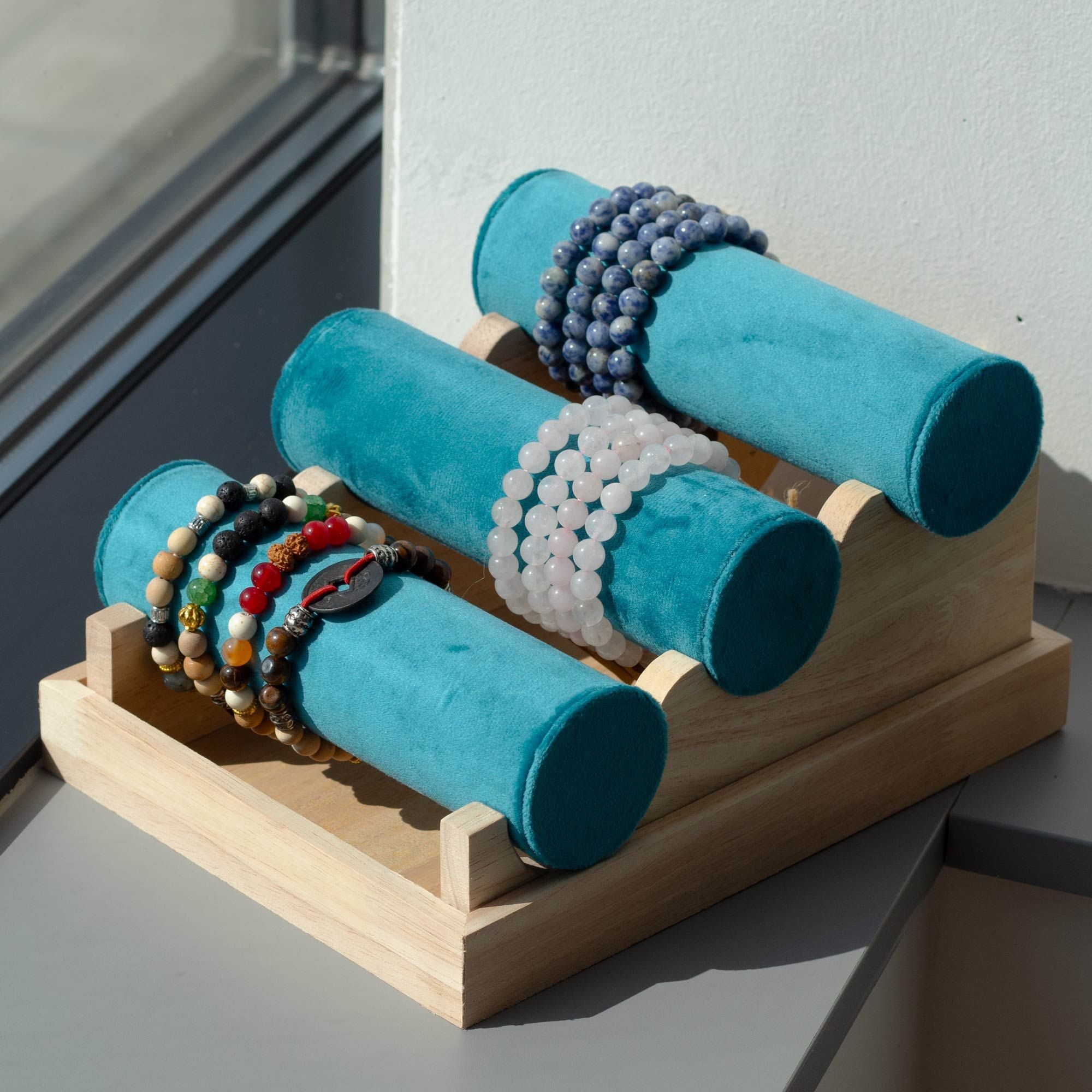 Suport Etajat cu Trei Bare pentru Brățări Tip Bangle (Dimensiuni: 24x18x13cm)