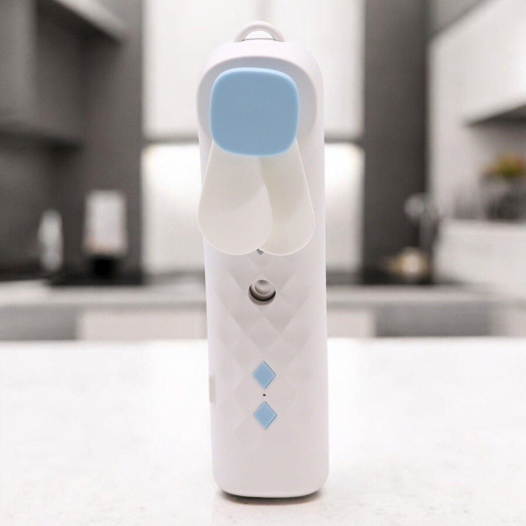 White Nano Mist Face Fan & Spray - încărcare USB